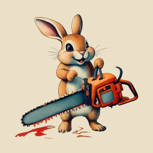 Cute Bunny with Chainsaw T-Shirt