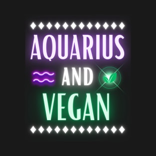 Aquarius and Vegan Retro Style Neon T-Shirt