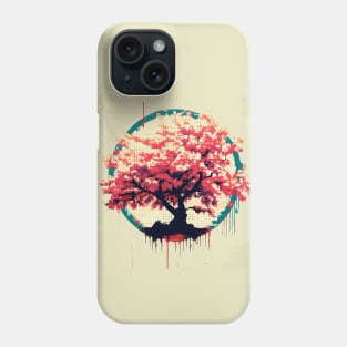 Pixel vintage graffiti japan cherry blossom tree Phone Case