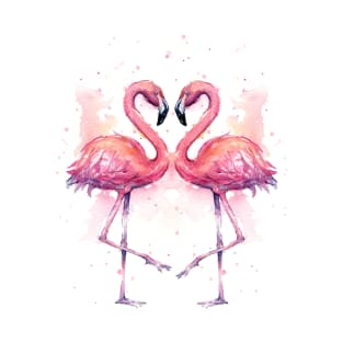 Flamingos Heart Watercolor T-Shirt