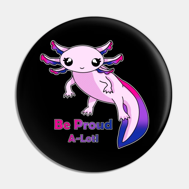 Bisexual Pride Axolotl (With Eyelashes) Pin by WulfieTees