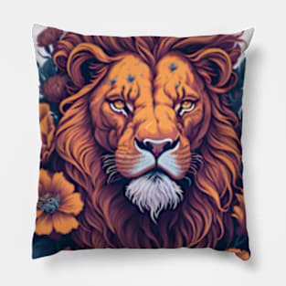 Lion Floral Pillow