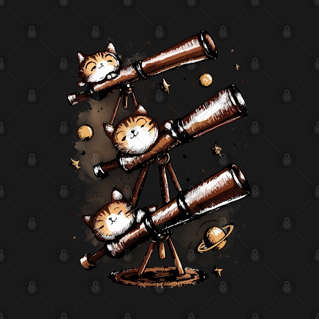 Cute cats with telescope seeing the cosmos by Spaceboyishere