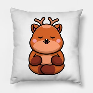 Cute baby deer meditation cartoon Pillow