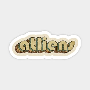 Atliens // Vintage Rainbow Typography Style // 70s Magnet