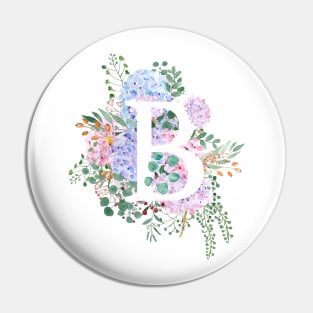 botanical monogram alphabet B hydrangea flowers Pin