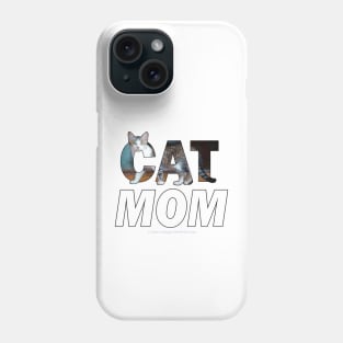 CAT MOM - grey and white tabby cat oil painting word art Phone Case