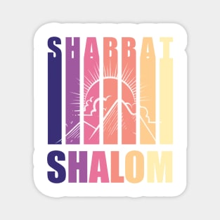 Shabbat Shalom Vintage Sunset on White Magnet