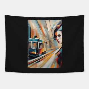 A Woman and a Tram 005 - Cubo-Futurism - Trams are Awesome! Tapestry