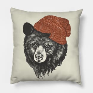 Bear in Knit Cap Pillow