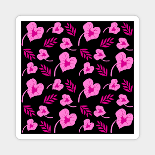 Pink Caladium Leaves Pattern Magnet