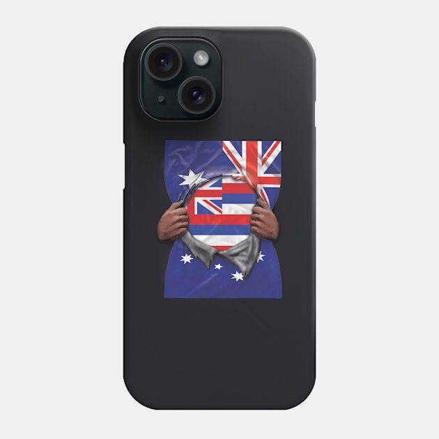 Hawaii Flag Australian Flag Ripped - Gift for Hawaiian From Hawaii Phone Case by Country Flags