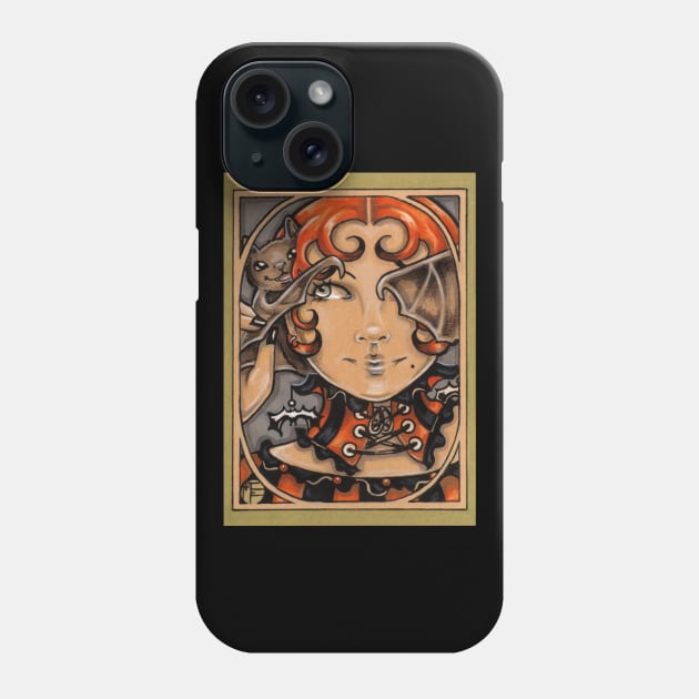 Halloween Queen With Bat Friend Phone Case by Nat Ewert Art