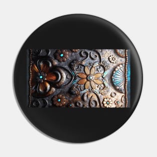Artistic Metallic Floral Design Pattern Pin