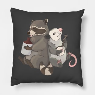 Opossum and a Racoon playing instruments Pillow