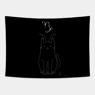 Dark Cat Capricorn Tapestry