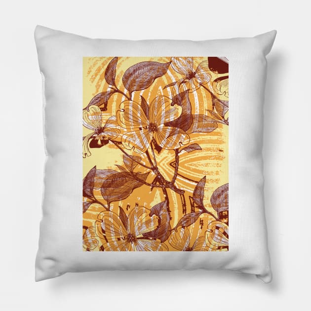 Textured Vintage Flowers Pillow by Minxylynx4