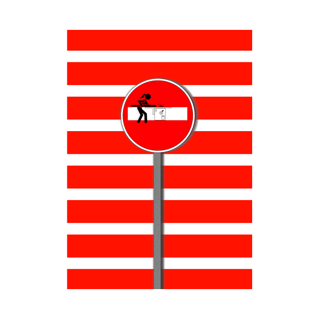 CARTOON Saw Mill NO ENTRY in red and white by mister-john