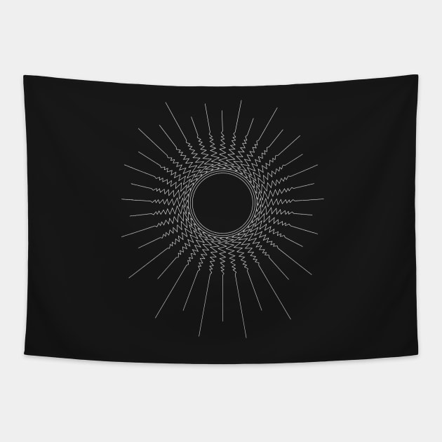 Eclips - Black Sun Geometric Lines Tapestry by Starseed