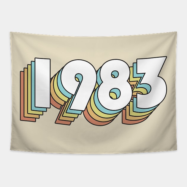 1983 - Retro Rainbow Typography Faded Style Tapestry by Paxnotods