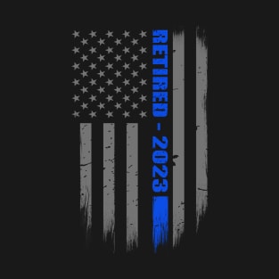 Retired Cop 2023 Thin Blue Line Flag Gift for Retired Police Officers T-Shirt