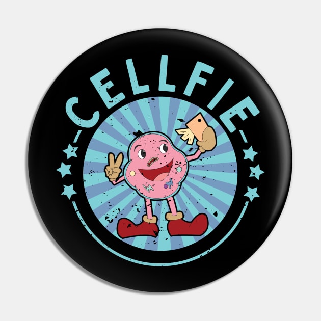 Cellfie Funny Biology Pun Pin by Giggias