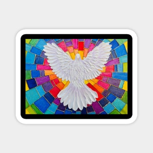 Stained Glass Dove Mixed Media Art Magnet