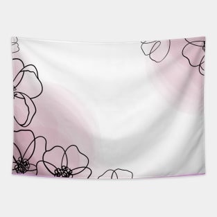 Pink Poppy Line Art Tapestry