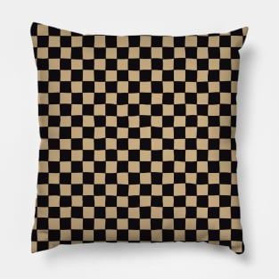 Wonky Checkerboard, Black and Tan Pillow