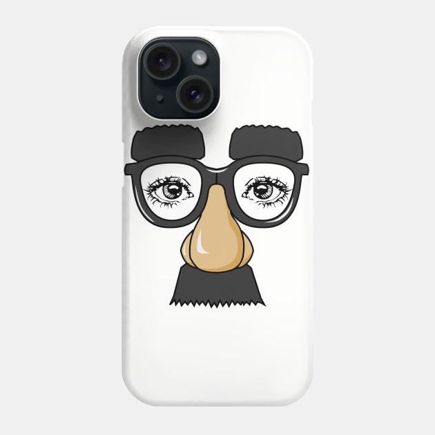 Funny Face Disgiuse - Funny Glasses Eyebrows Nose and Mustache Phone Case by BigRaysTShirts