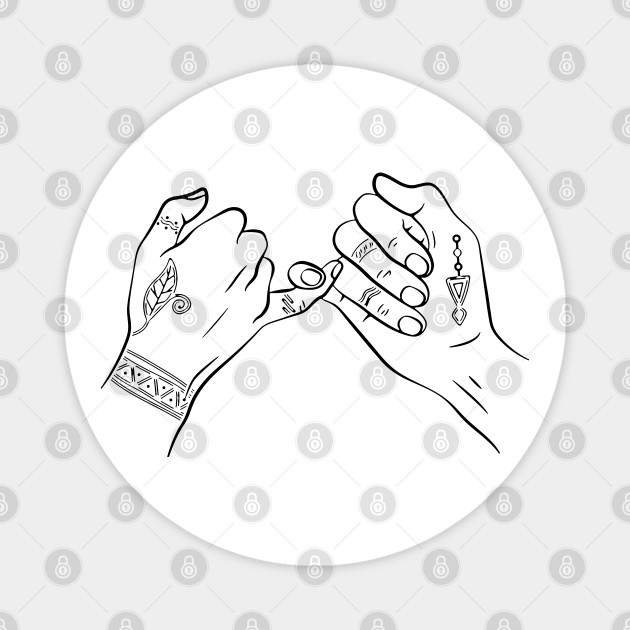 Pinky Swear Temporary Tattooed Hands Hands Outline Tattoo Decal Sticker Best Friends Iluustration Pinky Promise Magnet Teepublic Au