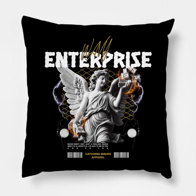 Wavy Enterprise Pillow by Catching Waves Apparel