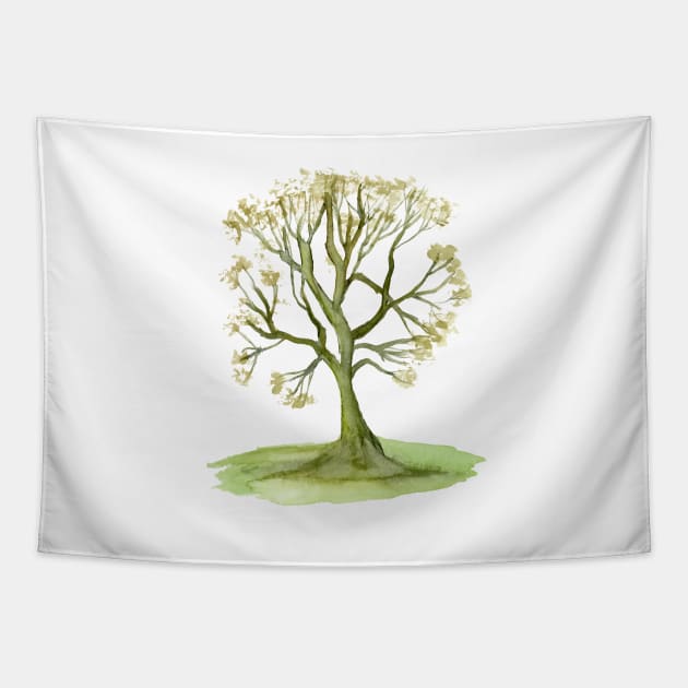 Watercolor Green tree. Watercolor Tree Art Tapestry by EugeniaAlvarez