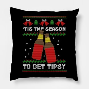 'Tis The Season To Get Tipsy Funny Ugly Christmas Pillow