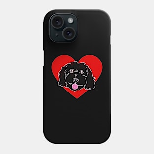 Cute Black Poodle In Red Heart Phone Case