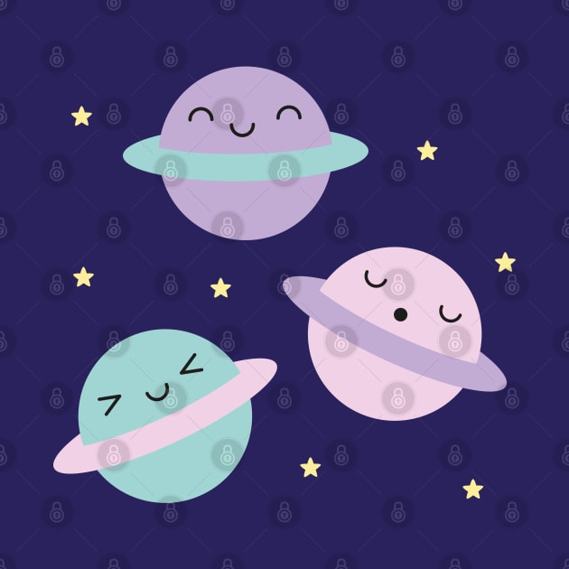 Kawaii Pastel Planets by marcelinesmith