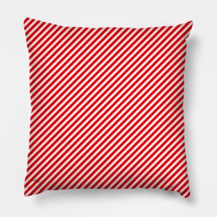 Christmas Red and White Candy Cane Diagonal Stripe Pillow