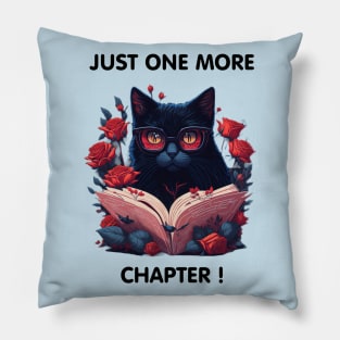 Black Cat wearing glasses reading book with roses and funny quotation t-shirt design, apparel, mugs, cases, wall art, stickers, travel mug T-Shirt Pillow