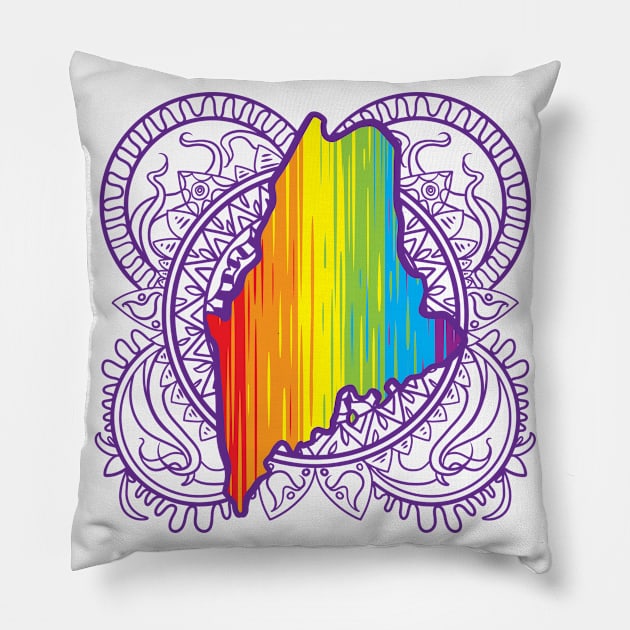 Maine Mandala Pride Pillow by Manfish Inc.