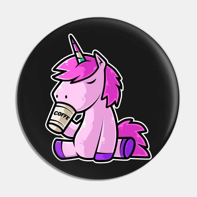 Cute Unicorn Drinking Coffee Kawaii Neko Anime design Pin by theodoros20