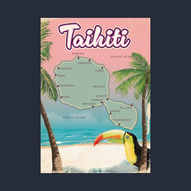 Tahiti Retro travel map by nickemporium1