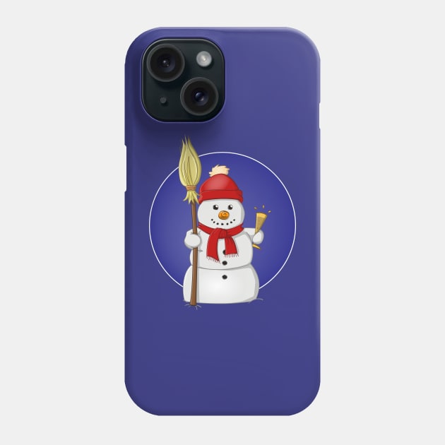 funny snowman with red bonnet and champagne glass Phone Case by Stefs-Red-Shop