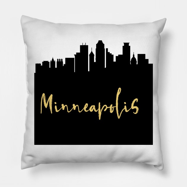 MINNEAPOLIS MINNESOTA DESIGNER SILHOUETTE SKYLINE ART Pillow by deificusArt