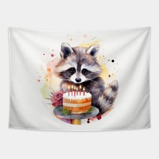 Happy Birthday Raccoon Tapestry