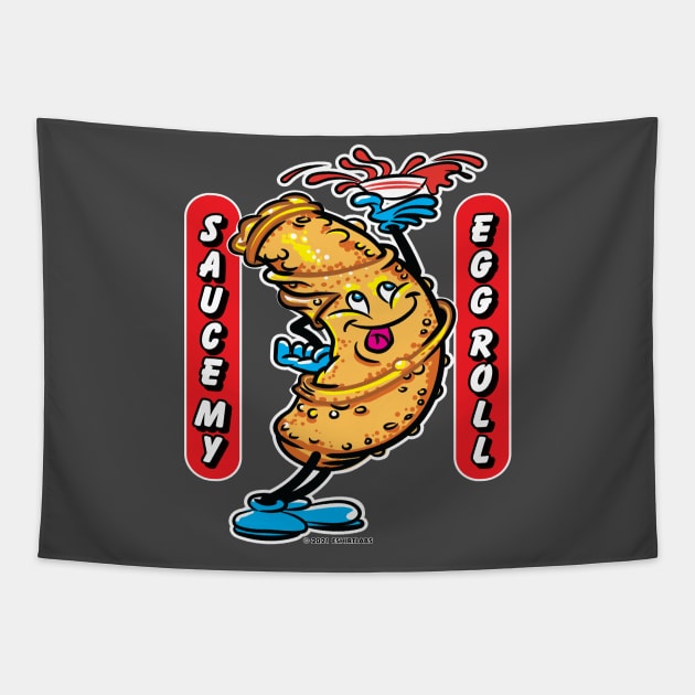 Sauce My Egg Roll Tapestry by eShirtLabs