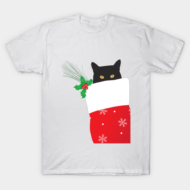 Christmas Cat Cat In A Christmas Stocking T Shirt Teepublic