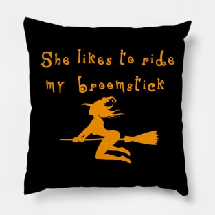 halloween couples She Likes My Broomstick Pillow