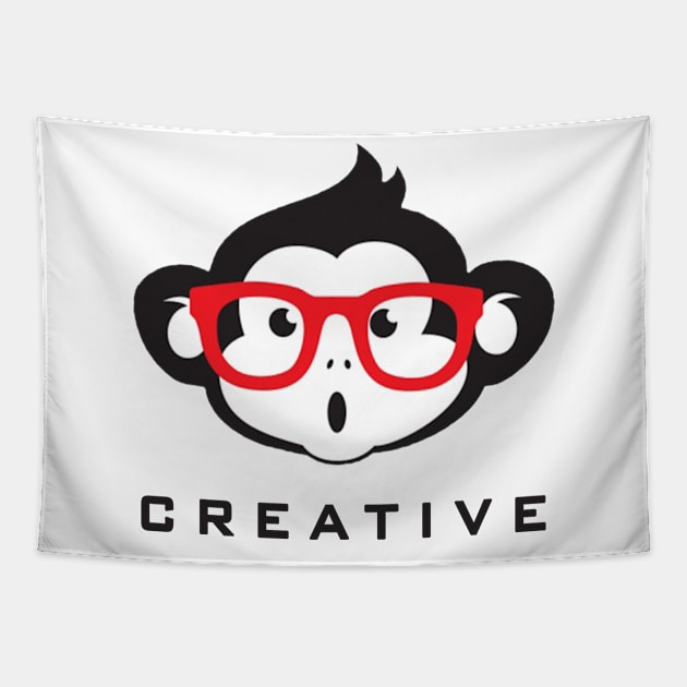 Cute Monkey With Glasses Tapestry by elzammar