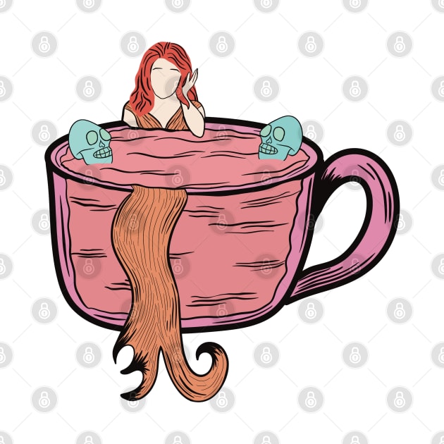 Mermaid in a cup with skulls by SugarSaltSpice
