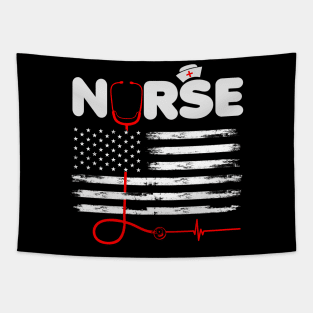 Patriotic Nurse American Flag 4th of July Tapestry